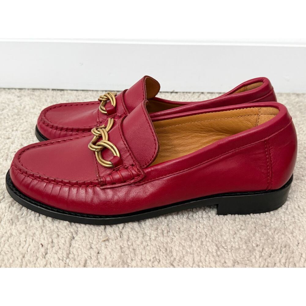 Sézane Vicky Leather Slip On Loafers Shoes Burgundy Red Women's Size EU 35 - Picture 7 of 10
